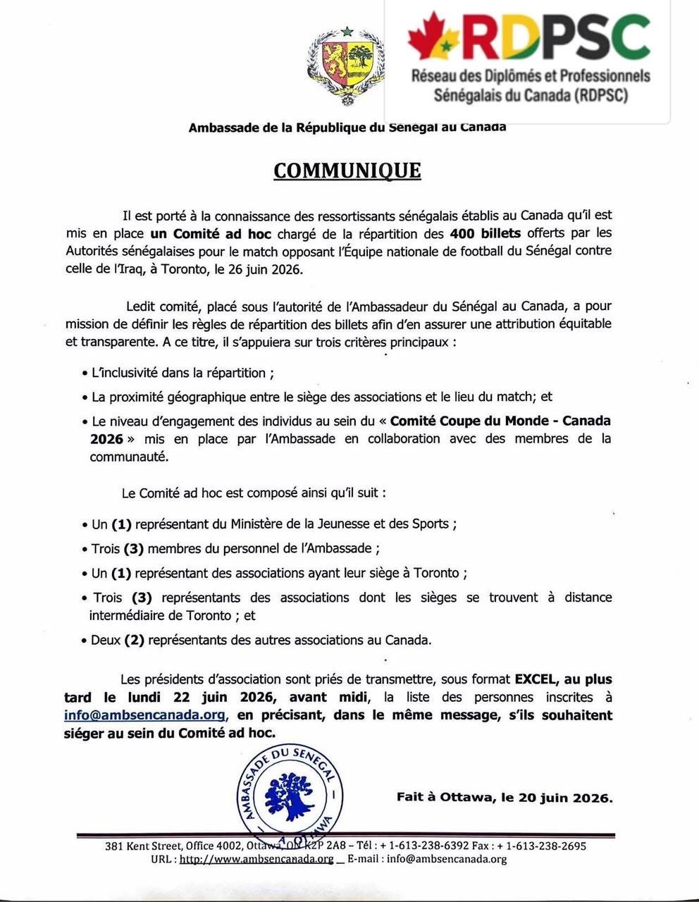 400 billets offerts par l’ambassade